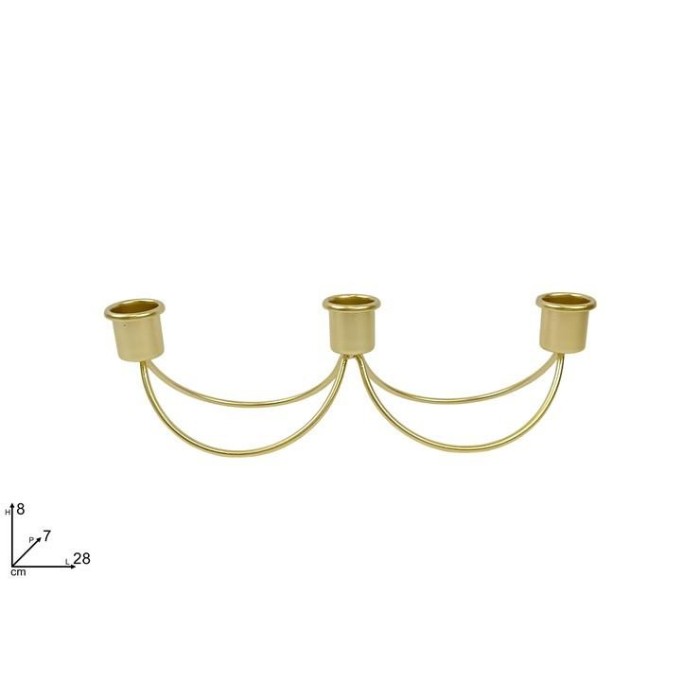 PORTACANDELE METALLO ORO 3 POSTI 28X8